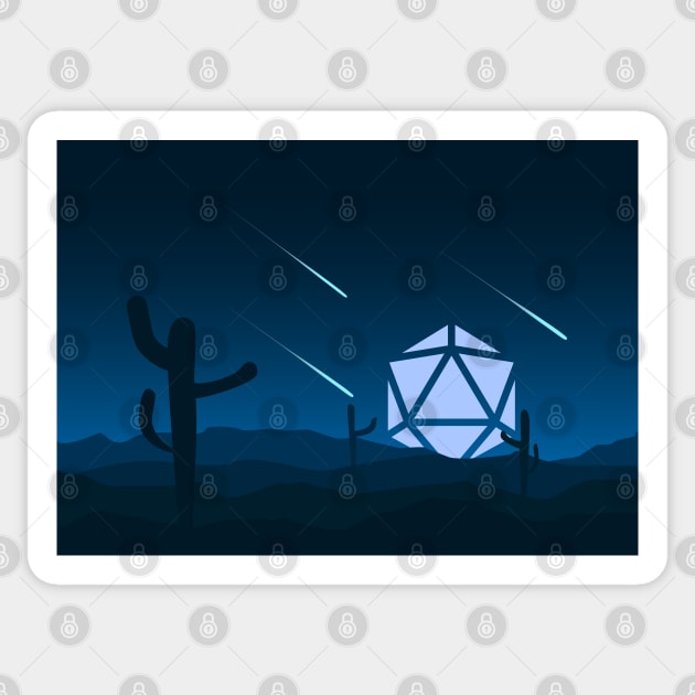Cactus Desert Meteor D20 Dice Moon Tabletop RPG Maps and Landscapes Sticker by pixeptional